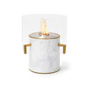 Ecosmart Fire Pillar 3L Bioethanol Indoor Fire Pit White Marble wuth Stainless Steel Burner