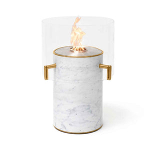 Ecosmart Fire Pillar 3T Indoor Bioethanol Fire Pit Mable White with Stainless Steel Burner