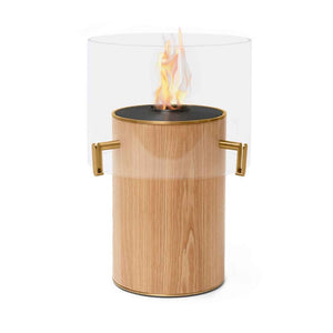 Ecosmart Fire Pillar 3T Indoor Bioethanol Fire Pit Oak with Black Burner