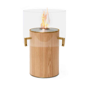 Ecosmart Fire Pillar 3T Indoor Bioethanol Fire Pit Oak with Stainless Steel Burner